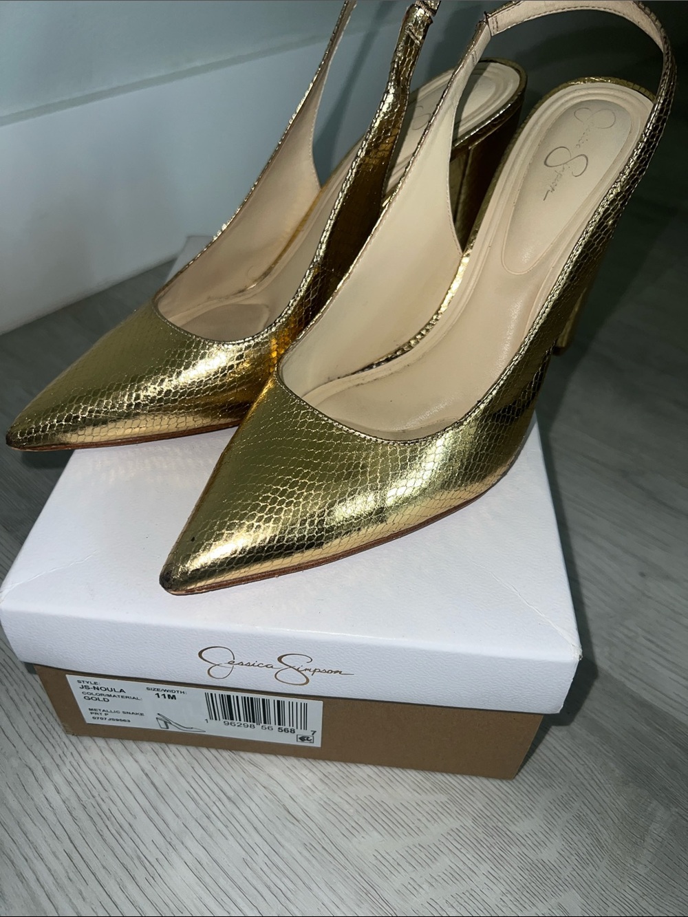 Jessica Simpson Metallic Gold Pointed Slingback Pumps